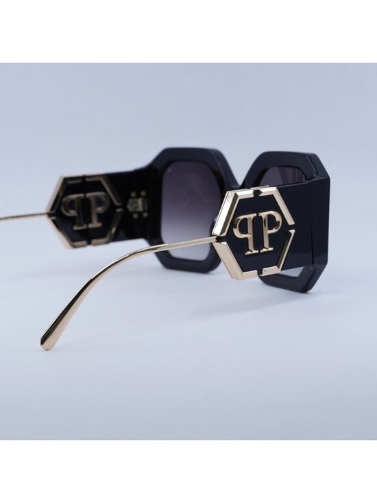 Philipp Plein SPP067 0700 Sunglasses Black Square Frame, Grey Gradient Lenses main image 6
